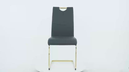 Sumdeal Modern Pu Leather Dining Chair with Handle and C-shaped Metal Legs